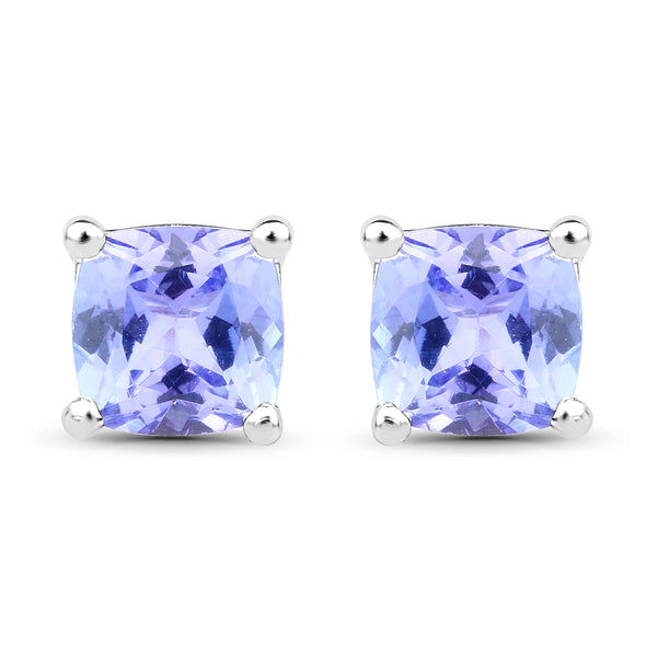 1.50 Carat Genuine Tanzanite .925 Sterling Silver Earrings