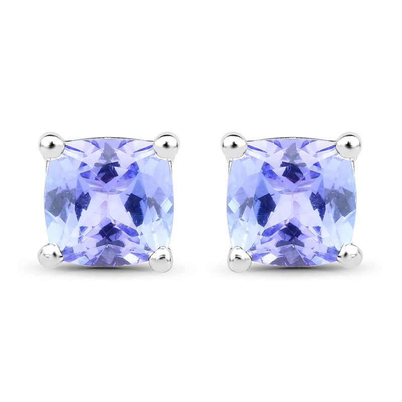 1.50 Carat Genuine Tanzanite .925 Sterling Silver Earrings