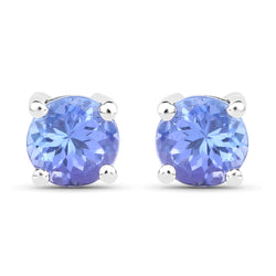 1.30 Carat Genuine Tanzanite .925 Sterling Silver Earrings