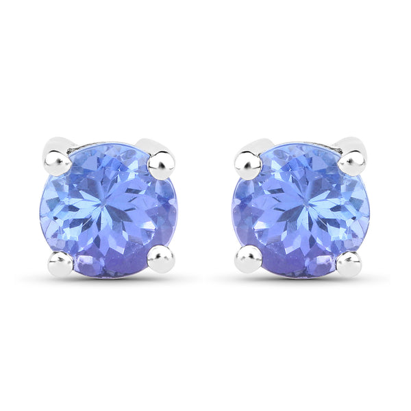 1.30 Carat Genuine Tanzanite .925 Sterling Silver Earrings