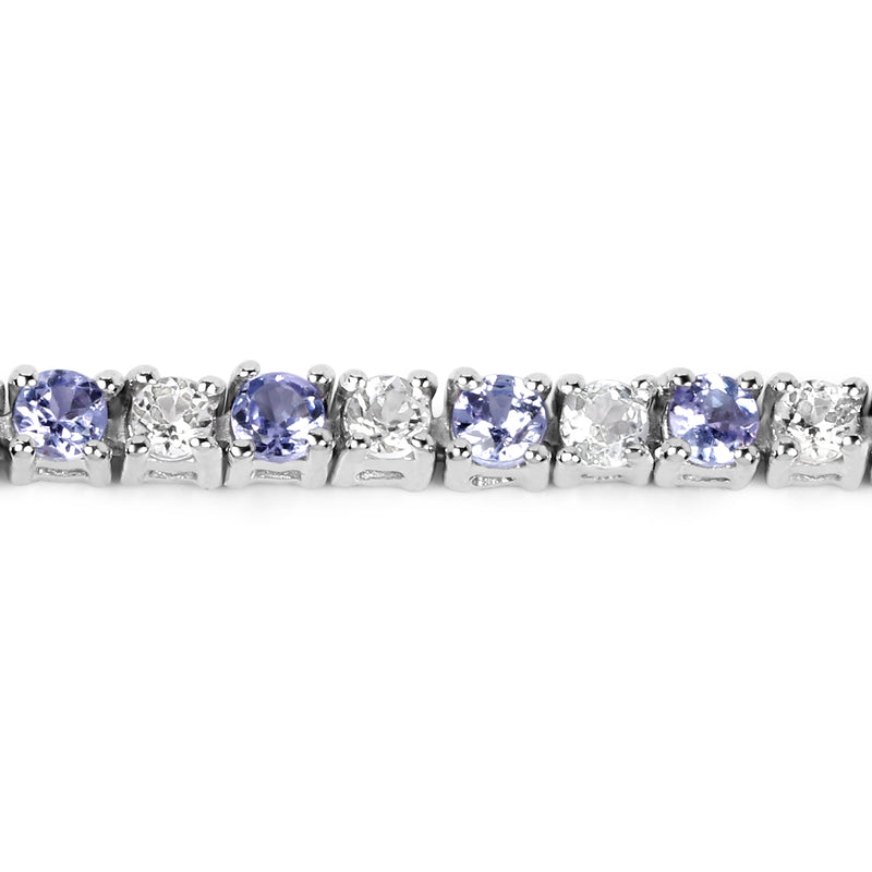 4.65 Carat Genuine Tanzanite and White Topaz .925 Sterling Silver Bracelet