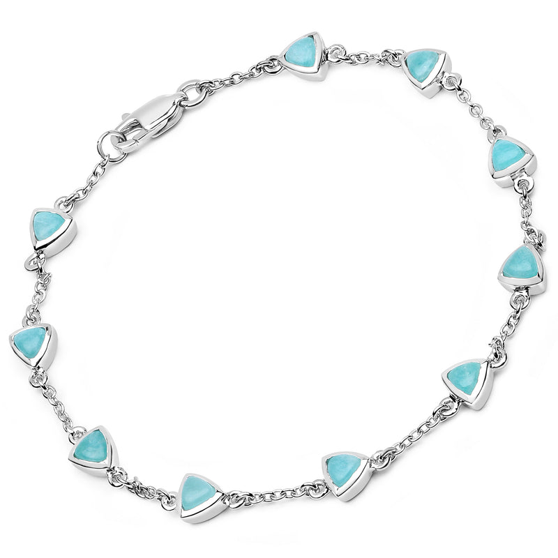 2.70 Carat Genuine Amazonite .925 Sterling Silver Bracelet