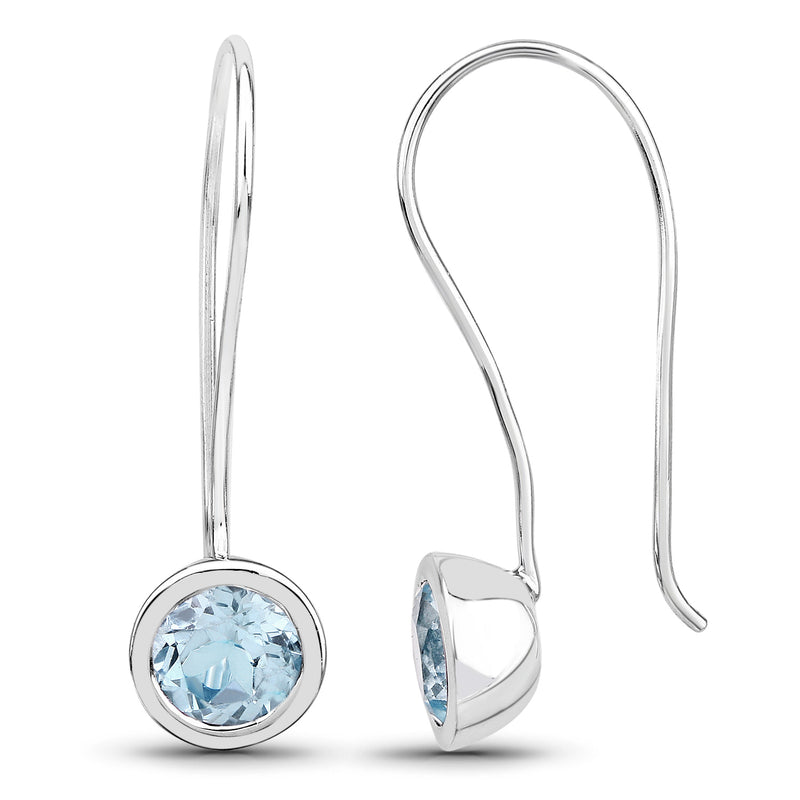 2.96 Carat Genuine Blue Topaz .925 Sterling Silver Earrings