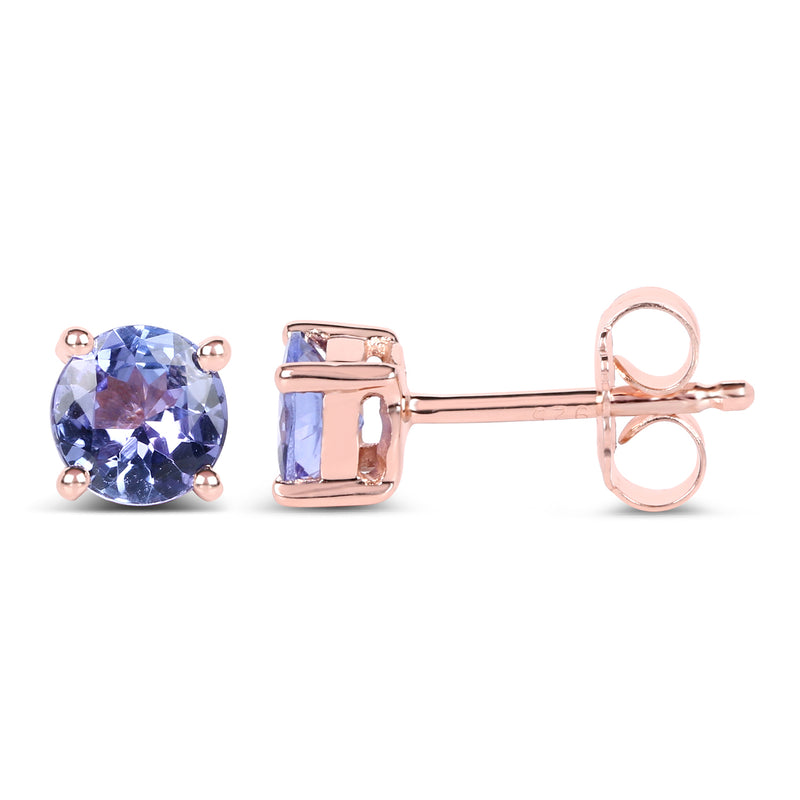 14K Rose Gold Plated 0.94 Carat Genuine Tanzanite .925 Sterling Silver Earrings