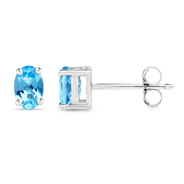 1.30 Carat Genuine Swiss Blue Topaz .925 Sterling Silver Earrings