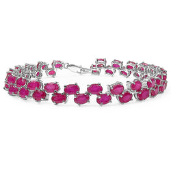 25.30 Carat Genuine Glass Filled Ruby .925 Sterling Silver Bracelet