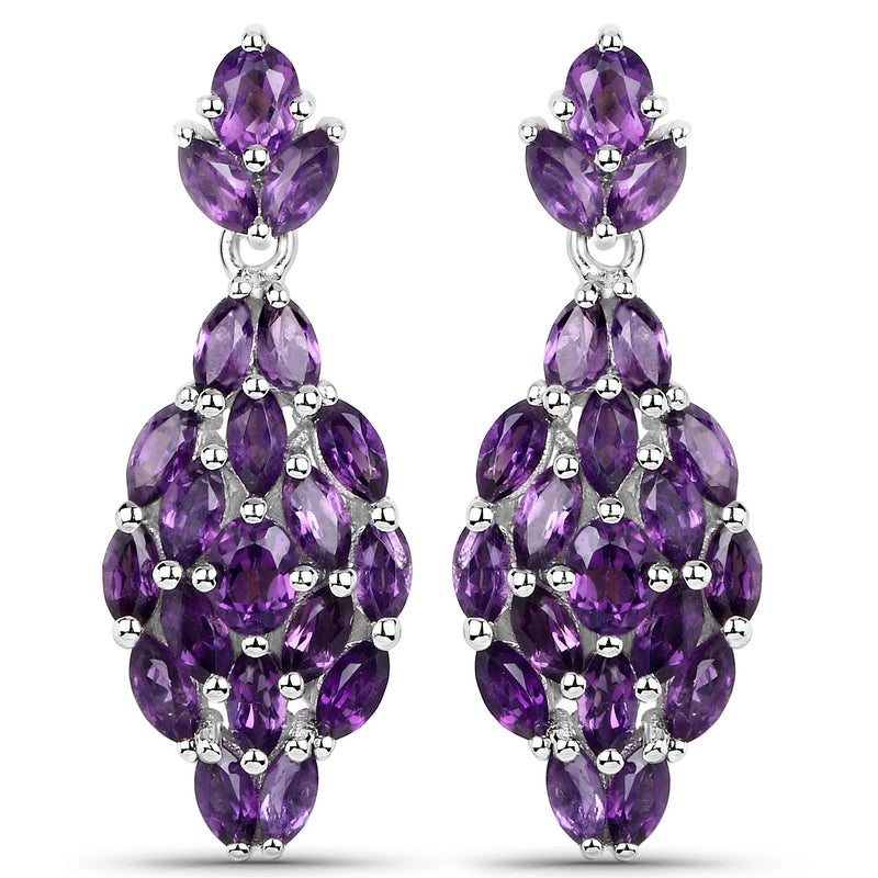 3.16 Carat Genuine Amethyst .925 Sterling Silver Earrings