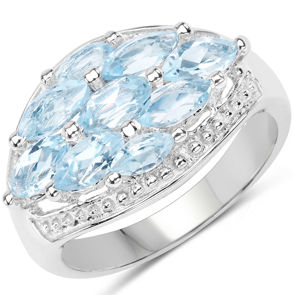 2.50 Carat Genuine  Blue Topaz .925 Sterling Silver Ring