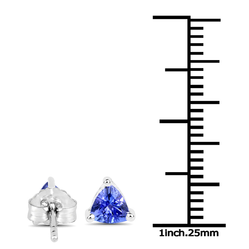 0.64 Carat Genuine Tanzanite 14K White Gold Earrings