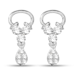 0.53 Carat Genuine White Diamond 14K White Gold Earrings (E-F Color, SI Clarity)