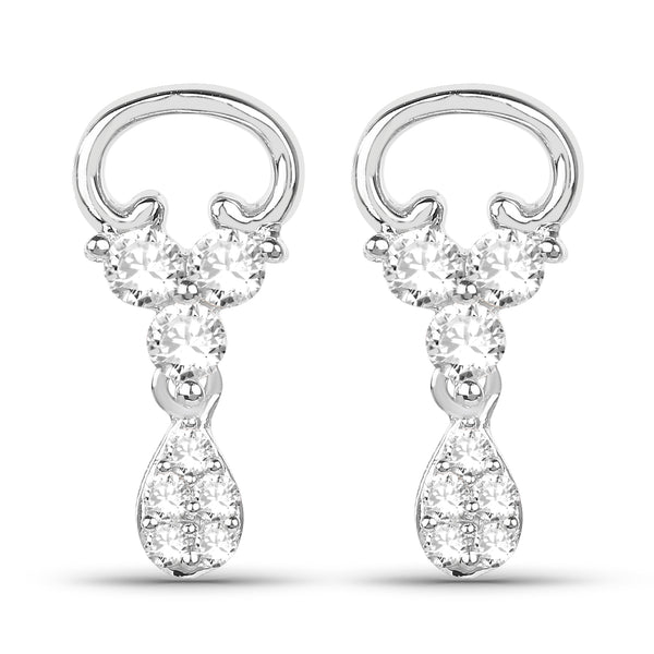 0.53 Carat Genuine White Diamond 14K White Gold Earrings (E-F Color, SI Clarity)