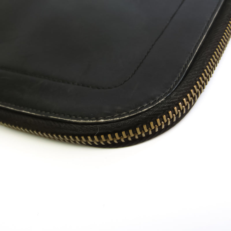 Hermes Unisex Box Calf Leather Clutch Bag Black