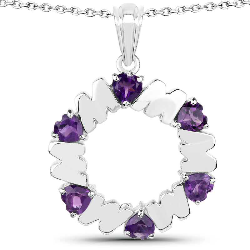 2.70 Carat Genuine Amethyst .925 Sterling Silver Pendant