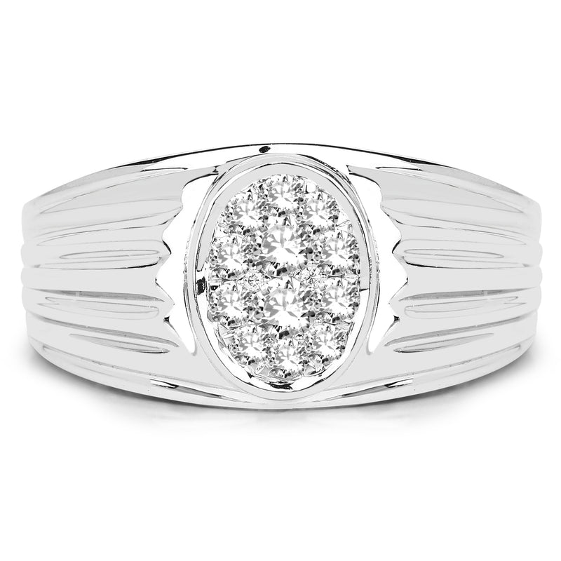 0.45 Carat Genuine White Diamond 14K White Gold Ring (E-F Color, SI Clarity)