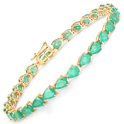 10.15 Carat Genuine Zambian Emerald 14K Yellow Gold Bracelet