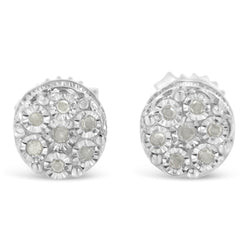 Sterling Silver Diamond Cluster Stud Earrings (0.15 cttw, I-J Color, I3 Clarity)