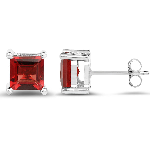 2.64 Carat Genuine Garnet .925 Sterling Silver Earrings