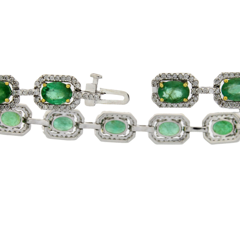 11.77ct Emerald Diamond Tennis Bracelet 14KT White Gold