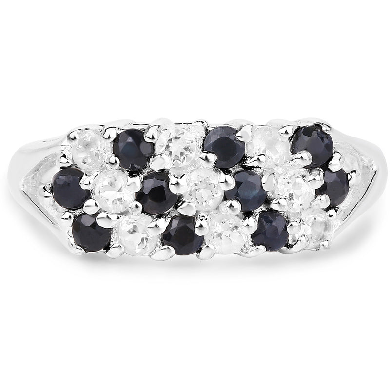 1.90 Carat Genuine Black Sapphire .925 Sterling Silver Ring