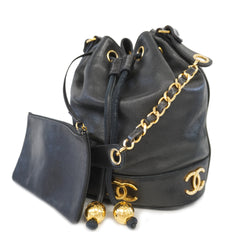 Auth Chanel Triple Coco Shoulder Bag Womens Leather Shoulder Bag Black