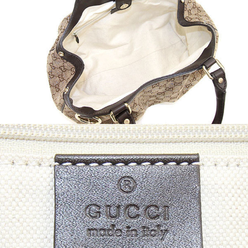 Gucci Handbag GG Canvas Sookie 211944 Brown Dark Leather Womens Tote Bag