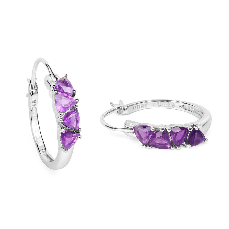 2.00 Carat Genuine Amethyst .925 Sterling Silver Earrings