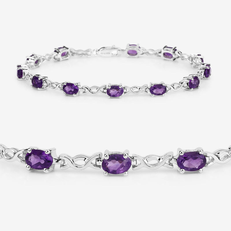 4.56 Carat Genuine Amethyst .925 Sterling Silver Bracelet