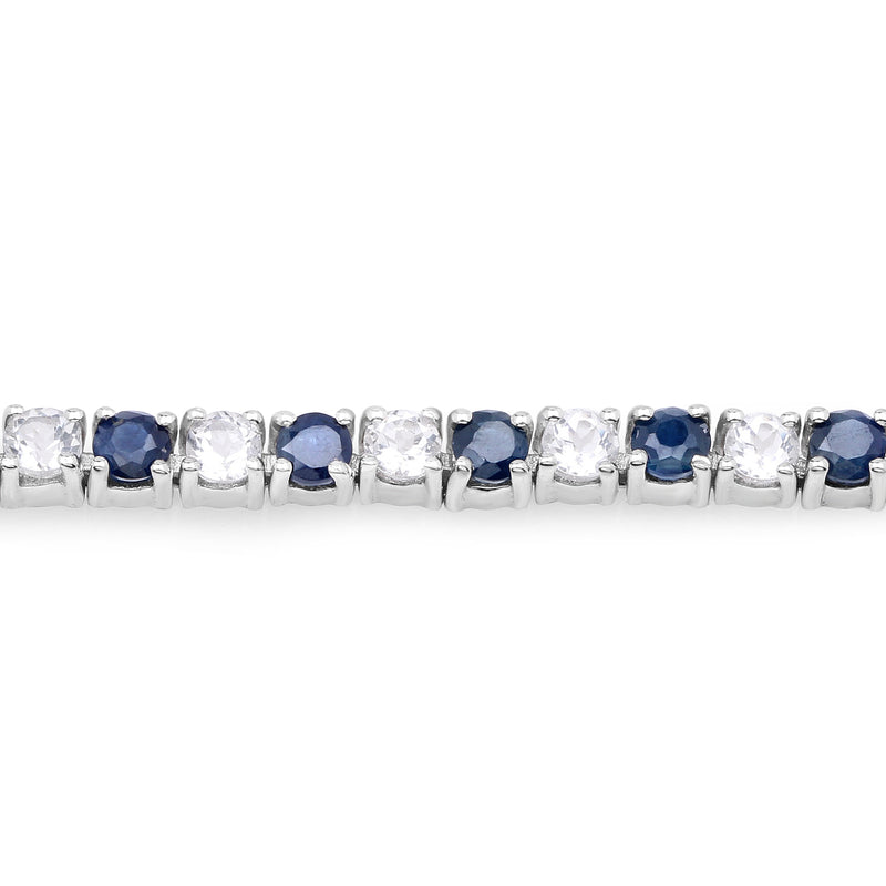 6.87 ct. t.w. Blue Sapphire and White Topaz Bracelet in Sterling Silver