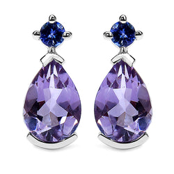 2.90 Carat Genuine Amethyst .925 Sterling Silver Earrings