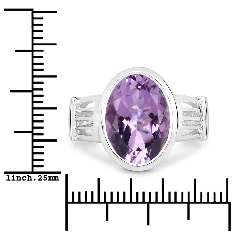 4.90 Carat Genuine Amethyst .925 Sterling Silver Ring