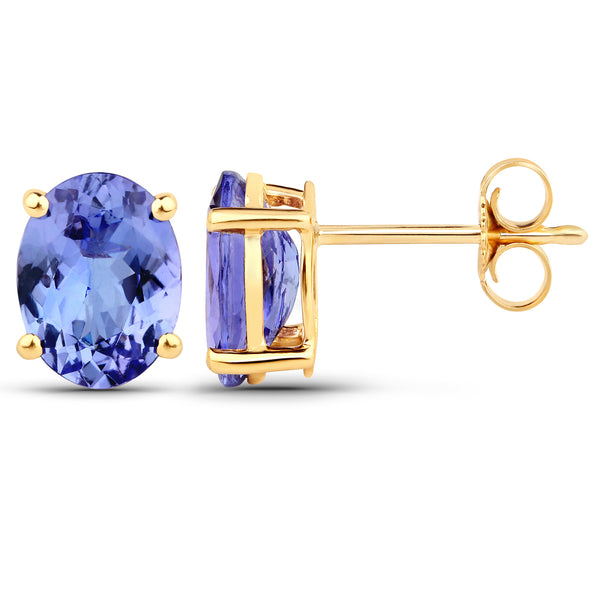 2.80 Carat Genuine Tanzanite 14K Yellow Gold Earrings