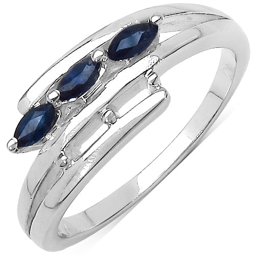 0.36 Carat Genuine Blue Sapphire .925 Sterling Silver Ring