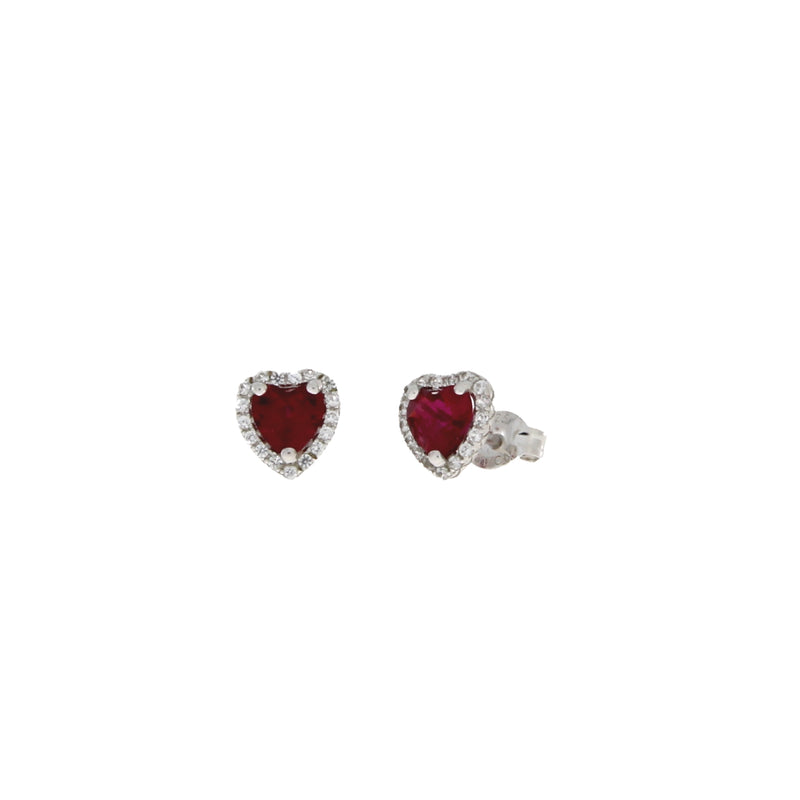 Natural Created Ruby Stud Earrings Sterling Silver