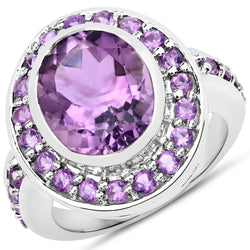 4.61 Carat Genuine Amethyst .925 Sterling Silver Ring