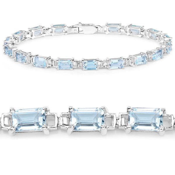 11.56 Carat Genuine Blue Topaz .925 Sterling Silver Bracelet