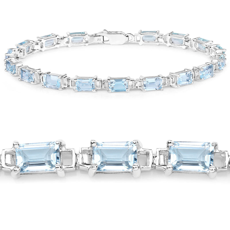 11.56 Carat Genuine Blue Topaz .925 Sterling Silver Bracelet