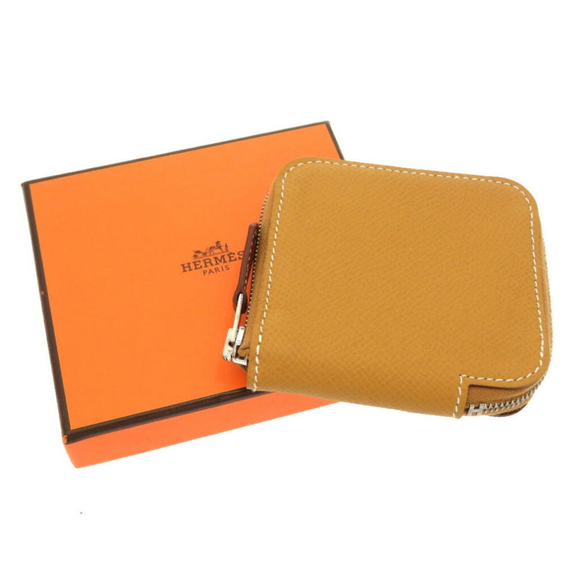 Hermes Azap Silk in Vaux Epson Y engraved () Coin case purse Purse Brown
