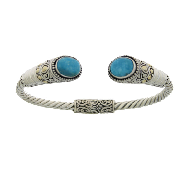 Turquoise Bangle Bracelet Sterling Silver 18KT Gold