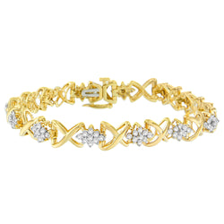 10k Yellow Gold Plated .925 Sterling Silver 2.00 Cttw Round-Cut Diamond Link 7" Bracelet (H-I Color, I2-I3 Clarity)