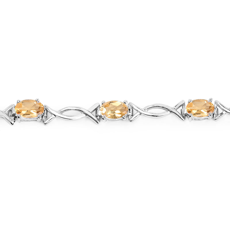 4.30 Carat Genuine Citrine .925 Sterling Silver Bracelet