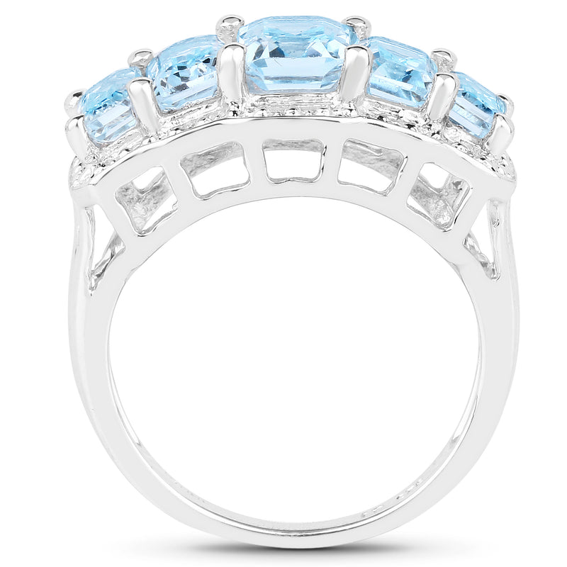 2.91 Carat Genuine Blue Topaz .925 Sterling Silver Ring