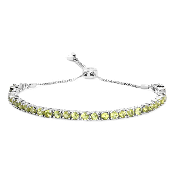 3.30 Carat Genuine Peridot .925 Sterling Silver Bracelet