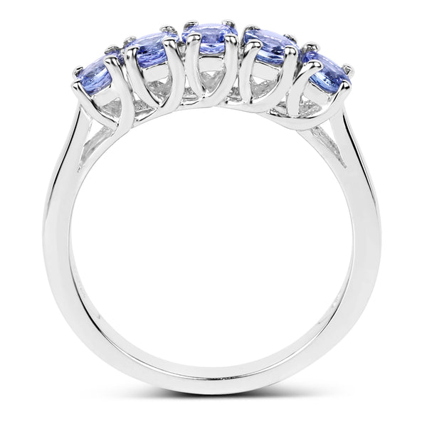 0.95 Carat Genuine Tanzanite .925 Sterling Silver Ring