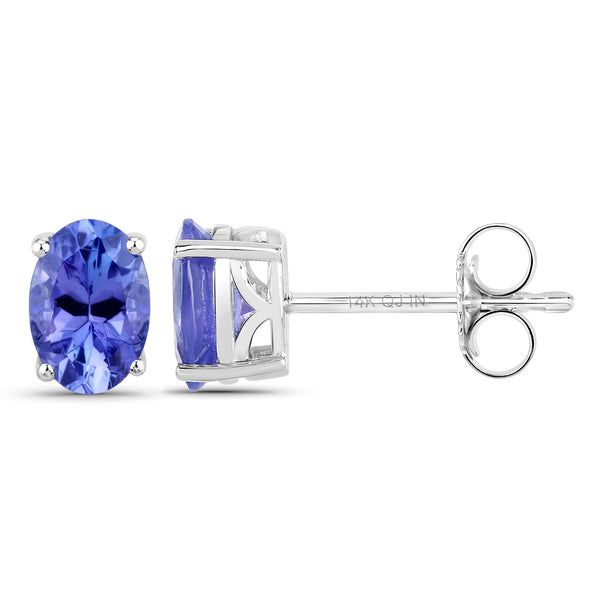 1.20 Carat Genuine Tanzanite 14K White Gold Earrings