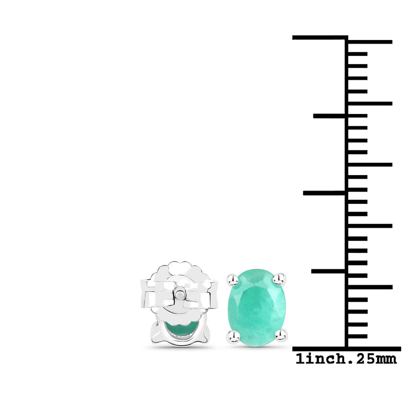 1.10 Carat Genuine Emerald .925 Sterling Silver Earrings