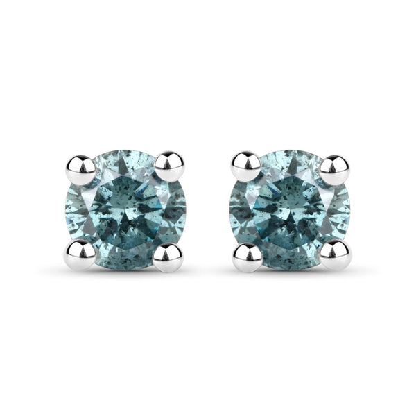 0.29 Carat Genuine Blue Diamond 14K White Gold Earrings (I1-I2)