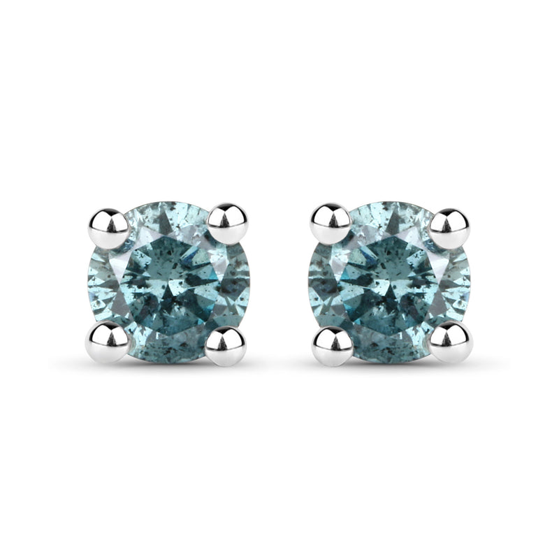 0.29 Carat Genuine Blue Diamond 14K White Gold Earrings (I1-I2)