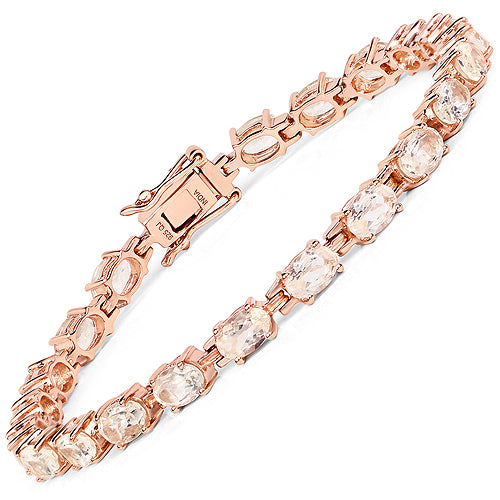 14K Rose Gold Plated 8.40 Carat Genuine Morganite .925 Sterling Silver Bracelet