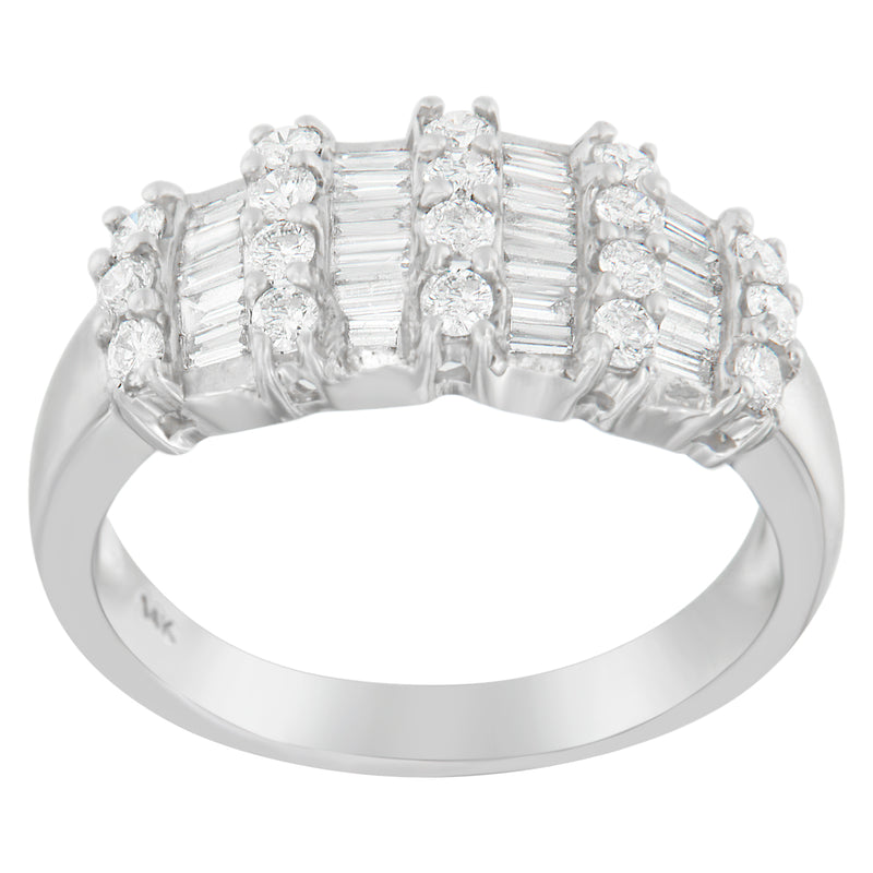 14K White Gold 1ct TDW Round and Baguette-cut Diamond Ring (G-H SI2-I1)