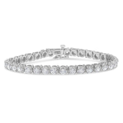 IGI Certified 7.0 Cttw Round-Brilliant Diamond 14K White Gold 7” Hinged Tennis Bracelet (H-I Color, I1-I2 Clarity)